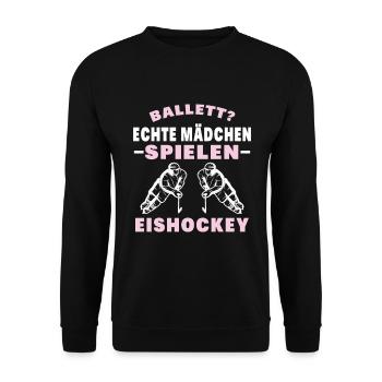 Eishockey Eishockey Sprüche Geschenk - Unisex Pullover - Schwarz - Vorne - Alina (178cm) & Michal (187cm)