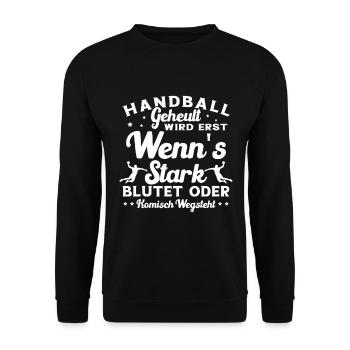 Handball Handballer Handballspieler Spruch - Unisex Pullover - Schwarz - Vorne - Alina (178cm) & Michal (187cm)