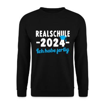 RealSCHOOL 2024 Ich habe fertig Graduierung - Unisex Pullover - Schwarz - Vorne - Alina (178cm) & Michal (187cm)