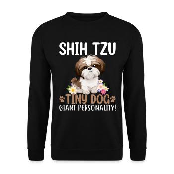 Shih Tzu tiny dog giant personality - Unisex Pullover - Schwarz - Vorne - Alina (178cm) & Michal (187cm)