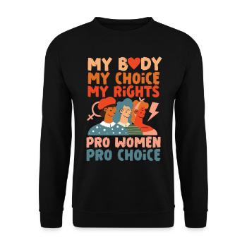 Feminist My Body My Choice My - Unisex Pullover - Schwarz - Vorne - Alina (178cm) & Michal (187cm)