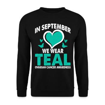In September we wear the turquoise month - Unisex Sweatshirt - black - Front - Alina (178cm) & Michal (187cm)