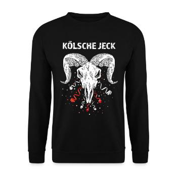 Kölsche Jeck Geißbock Rot Weiß Karneval Konfetti - Unisex Pullover - Schwarz - Vorne - Alina (178cm) & Michal (187cm)