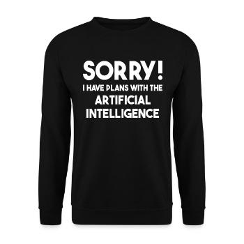 J’ai des projets avec l’intelligence artificielle - Sweat-shirt Unisexe - noir - Devant - Alina (178cm) & Michal (187cm)