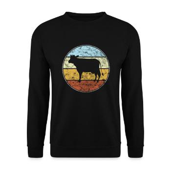 Kuh retro - Unisex Pullover - Schwarz - Vorne - Alina (178cm) & Michal (187cm)