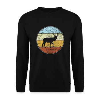 Hirsch Retro - Unisex Sweatshirt - black - Front - Alina (178cm) & Michal (187cm)