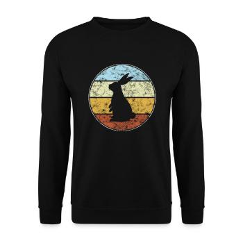 Lapin rétro - Sweat-shirt Unisexe - noir - Devant - Alina (178cm) & Michal (187cm)