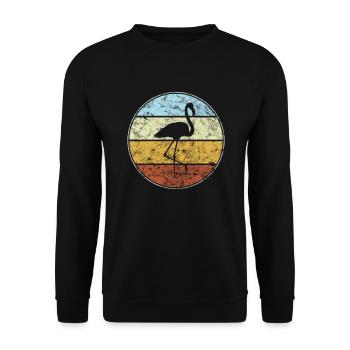 Flamant rose Rétro - Sweat-shirt Unisexe - noir - Devant - Alina (178cm) & Michal (187cm)