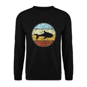 Fish Retro - Unisex Sweatshirt - black - Front - Alina (178cm) & Michal (187cm)