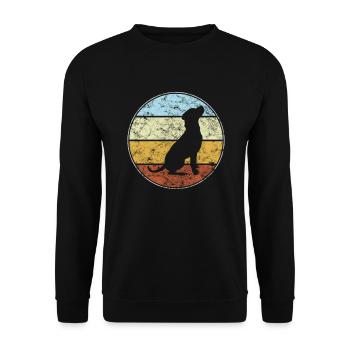 Hund Retro - Unisex Pullover - Schwarz - Vorne - Alina (178cm) & Michal (187cm)