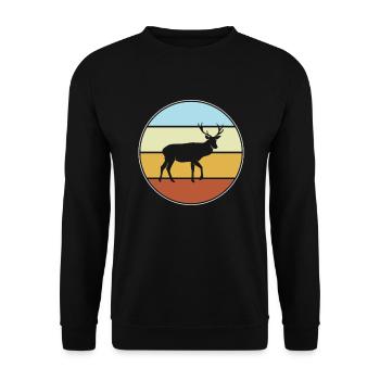 Hirsch Retro - Unisex Sweatshirt - black - Front - Alina (178cm) & Michal (187cm)