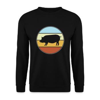 Cochon Rétro - Sweat-shirt Unisexe - noir - Devant - Alina (178cm) & Michal (187cm)