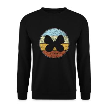 Schmetterling Retro - Unisex Pullover - Schwarz - Vorne - Alina (178cm) & Michal (187cm)