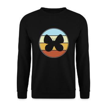 Schmetterling Retro - Unisex Pullover - Schwarz - Vorne - Alina (178cm) & Michal (187cm)