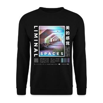 Liminal Spaces Retro 80s & 90s Backrooms Vaporwave - Unisex Sweatshirt - black - Front - Alina (178cm) & Michal (187cm)