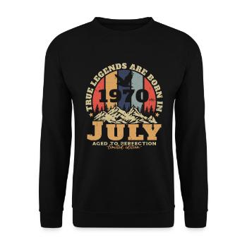 Vintage Juillet 1970 Cadeau d’anniversaire - Sweat-shirt Unisexe - noir - Devant - Alina (178cm) & Michal (187cm)