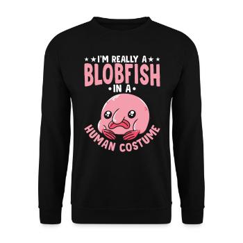 Ich Bin Wirklich Ein Blobfish-besitzer Blobfishes - Unisex Pullover - Schwarz - Vorne - Alina (178cm) & Michal (187cm)