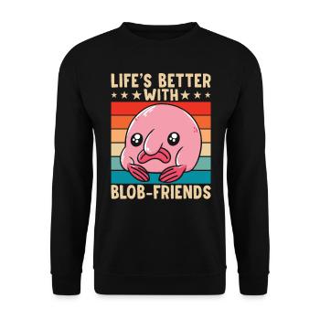 La vie est meilleure avec les propriétaires de Blobfish - Sweat-shirt Unisexe - noir - Devant - Alina (178cm) & Michal (187cm)