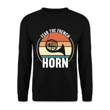 Horn Brass Instrument - Unisex Sweatshirt - black - Front - Alina (178cm) & Michal (187cm)