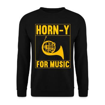 Horn Blechblasinstrument - Unisex Pullover - Schwarz - Vorne - Alina (178cm) & Michal (187cm)