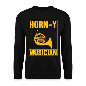 Horn Blechblasinstrument - Unisex Pullover - Schwarz - Vorne - Alina (178cm) & Michal (187cm)