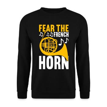 Horn Brass Instrument - Unisex Sweatshirt - black - Front - Alina (178cm) & Michal (187cm)