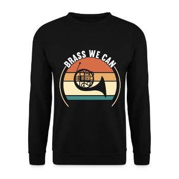 Horn Blechblasinstrument - Unisex Pullover - Schwarz - Vorne - Alina (178cm) & Michal (187cm)