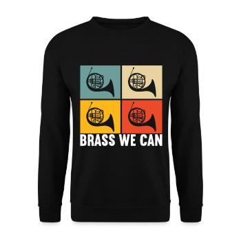 Horn Brass Instrument - Unisex Sweatshirt - black - Front - Alina (178cm) & Michal (187cm)