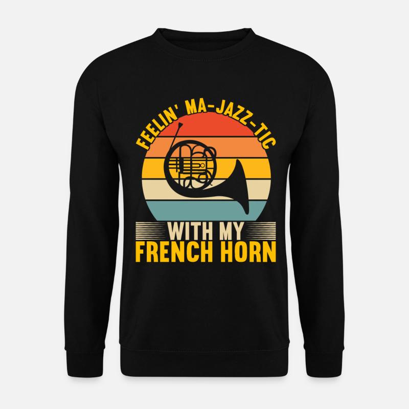 Horn Blechblasinstrument - Unisex Pullover - Schwarz