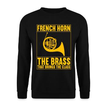 Horn Brass Instrument - Unisex Sweatshirt - black - Front - Alina (178cm) & Michal (187cm)