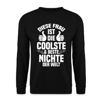 Nichte - Unisex Pullover - Schwarz - Vorne - Alina (178cm) & Michal (187cm)