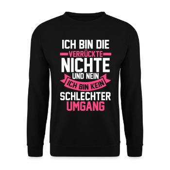 Nichte - Unisex Pullover - Schwarz - Vorne - Alina (178cm) & Michal (187cm)