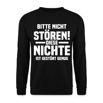 Nichte - Unisex Pullover - Schwarz - Vorne - Alina (178cm) & Michal (187cm)