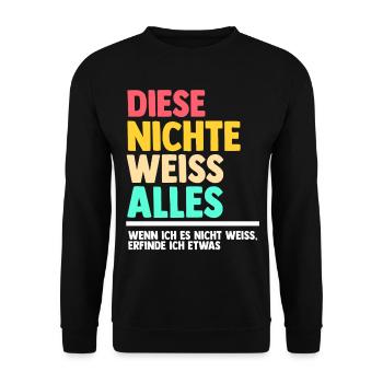Nichte - Unisex Pullover - Schwarz - Vorne - Alina (178cm) & Michal (187cm)