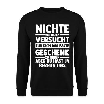 Nichte - Unisex Pullover - Schwarz - Vorne - Alina (178cm) & Michal (187cm)