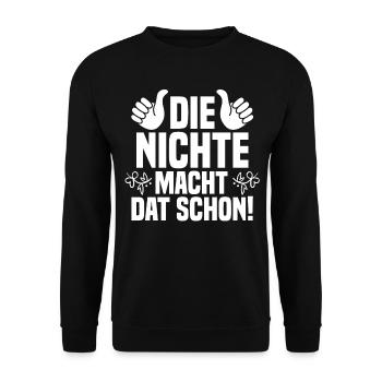 Nichte - Unisex Pullover - Schwarz - Vorne - Alina (178cm) & Michal (187cm)