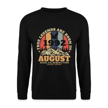 August 1992 Vintage Birthday Retro - Unisex Sweatshirt - black - Front - Alina (178cm) & Michal (187cm)