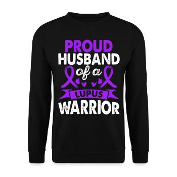 Ehemann Von Lupus Warrior Awareness Month Lila - Unisex Pullover - Schwarz - Vorne - Alina (178cm) & Michal (187cm)