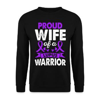 Wife of Lupus Warrior Awareness Month Purple - Unisex Sweatshirt - black - Front - Alina (178cm) & Michal (187cm)