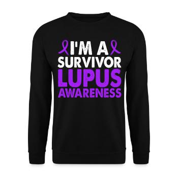 Survivor Lupus Awareness Month Lila Band - Unisex Pullover - Schwarz - Vorne - Alina (178cm) & Michal (187cm)