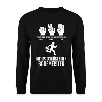 Rettungsschwimmer Bademeister - Unisex Pullover - Schwarz - Vorne - Alina (178cm) & Michal (187cm)
