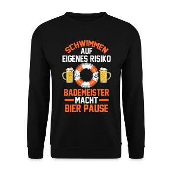 Rettungsschwimmer Bier Bademeister - Unisex Pullover - Schwarz - Vorne - Alina (178cm) & Michal (187cm)