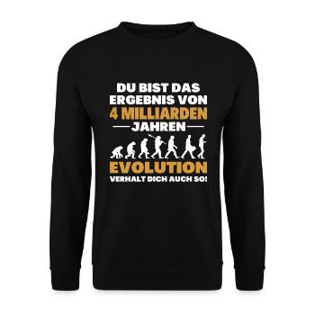 Du bist das Result der Evolution - Unisex Pullover - Schwarz - Vorne - Alina (178cm) & Michal (187cm)