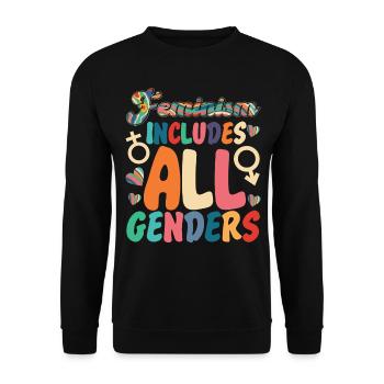 Feminist Feminism Includes All - Unisex Sweatshirt - black - Front - Alina (178cm) & Michal (187cm)