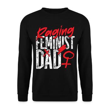 Papa féministe enragé Père féministe - Sweat-shirt Unisexe - noir - Devant - Alina (178cm) & Michal (187cm)
