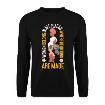 Feminist Women Belong In All - Unisex Pullover - Schwarz - Vorne - Alina (178cm) & Michal (187cm)