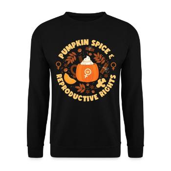Feminist Fall Autumn Pumpkin Spice - Unisex Pullover - Schwarz - Vorne - Alina (178cm) & Michal (187cm)