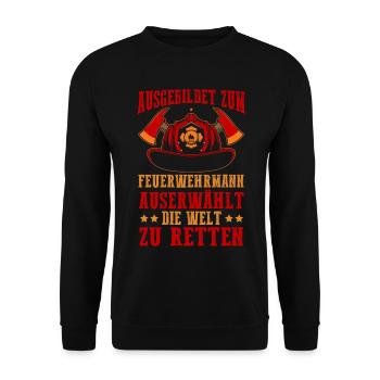 Feuerwehrmann Feuerwehr - Unisex Pullover - Schwarz - Vorne - Alina (178cm) & Michal (187cm)