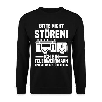 Feuerwehrmann Feuerwehr - Unisex Pullover - Schwarz - Vorne - Alina (178cm) & Michal (187cm)