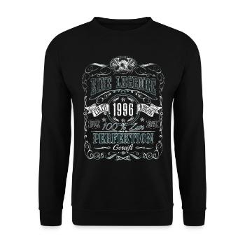 Jahrgang 1996 Geburtsjahr Eine Legende Geburtstag - Unisex Pullover - Schwarz - Vorne - Alina (178cm) & Michal (187cm)